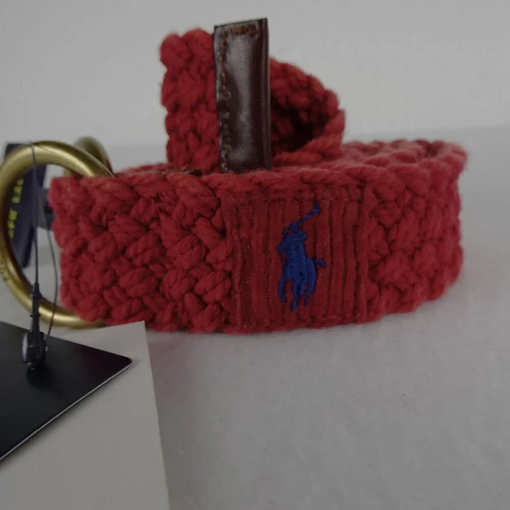 Polo Ralph Lauren Belt Men's Size M Red Webbed Adjustable O Ring Preppy